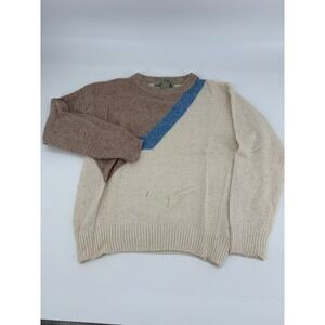 Tradewinds‎ Women's Knit Sweater Size S Beige Brown Blue Accents Silk Blend